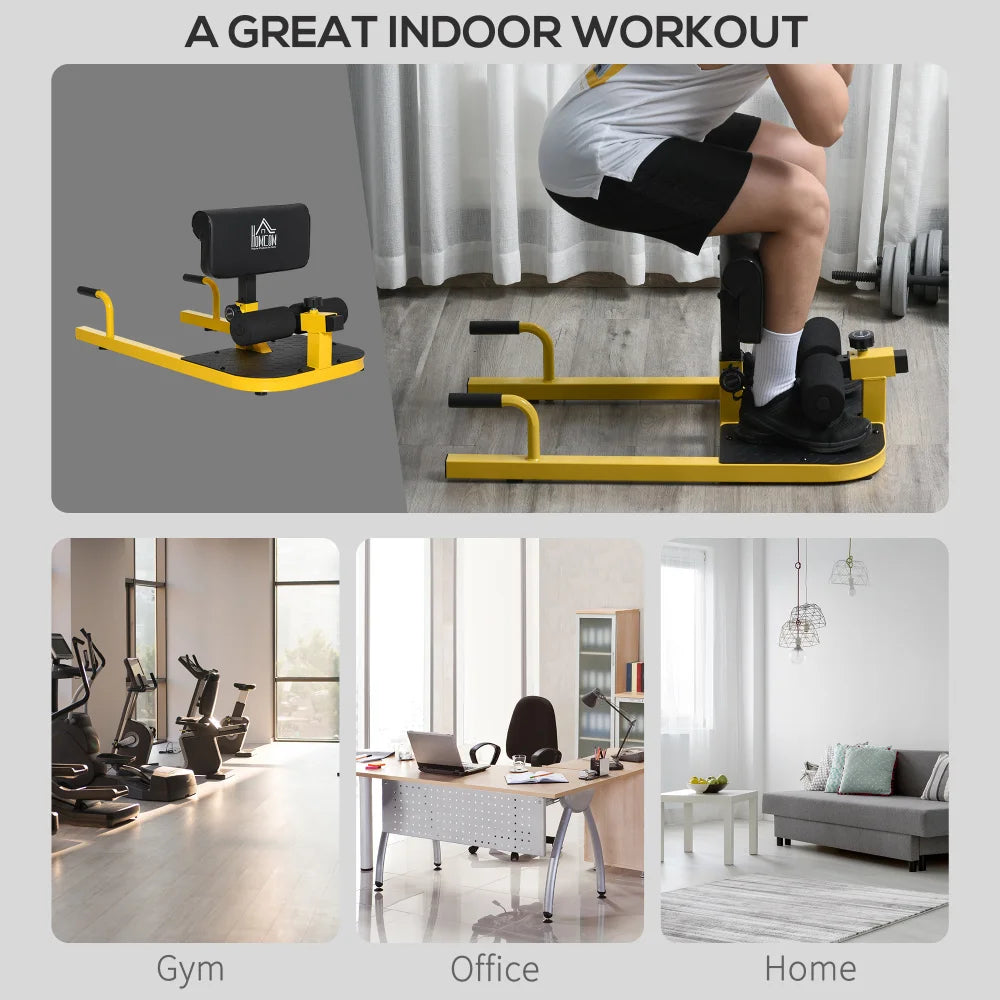 3-in-1 Padded Push-Up & Sit-Up Squat Machine - Yellow