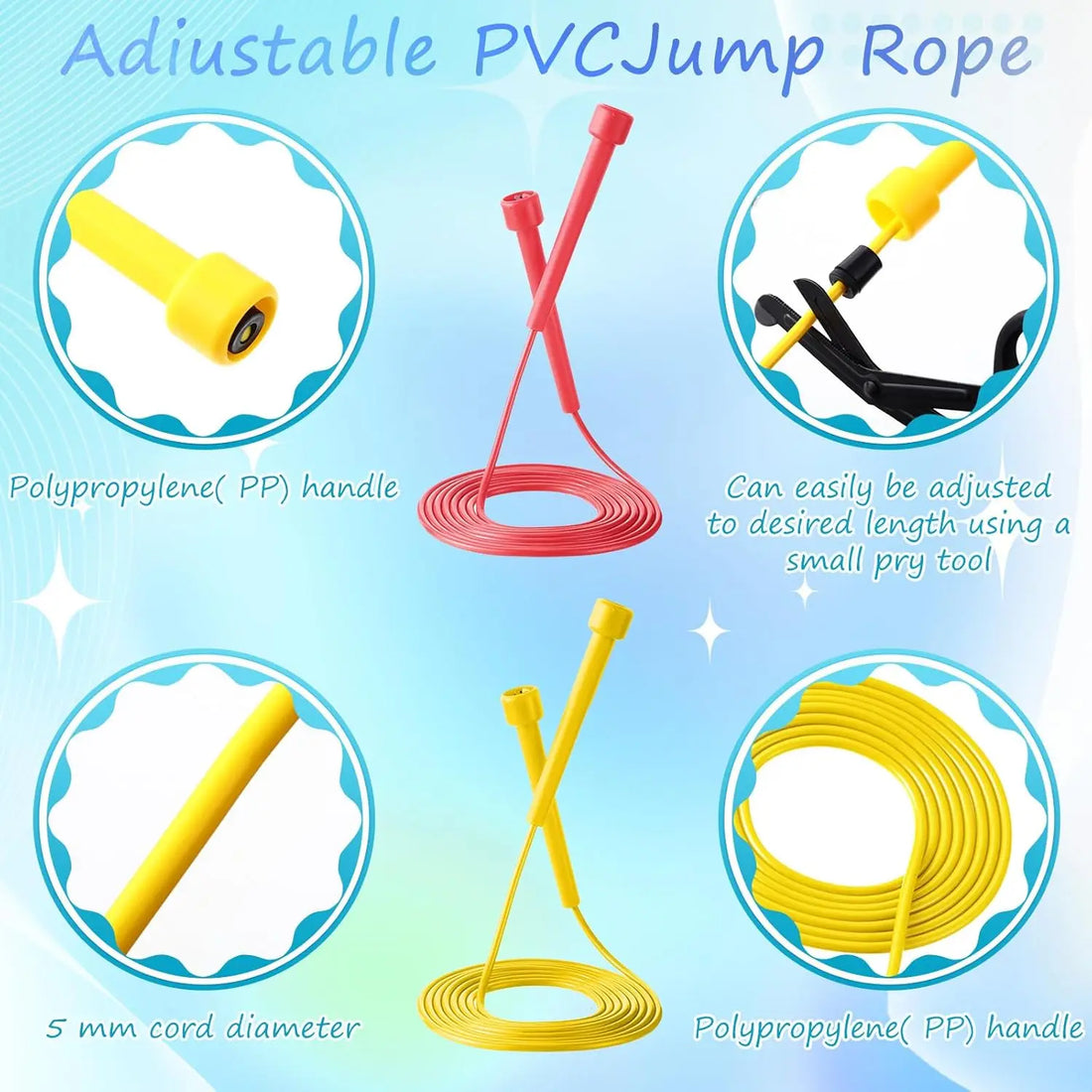 72 Pcs Adjustable PVC Jump Ropes 9.2 ft Fitness Speed Ropes