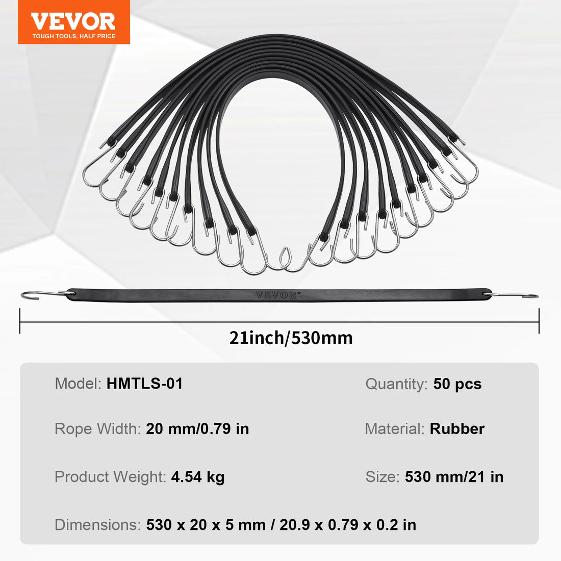 VEVOR Heavy Duty Elastic Bungee Cords with Steel S-Hooks