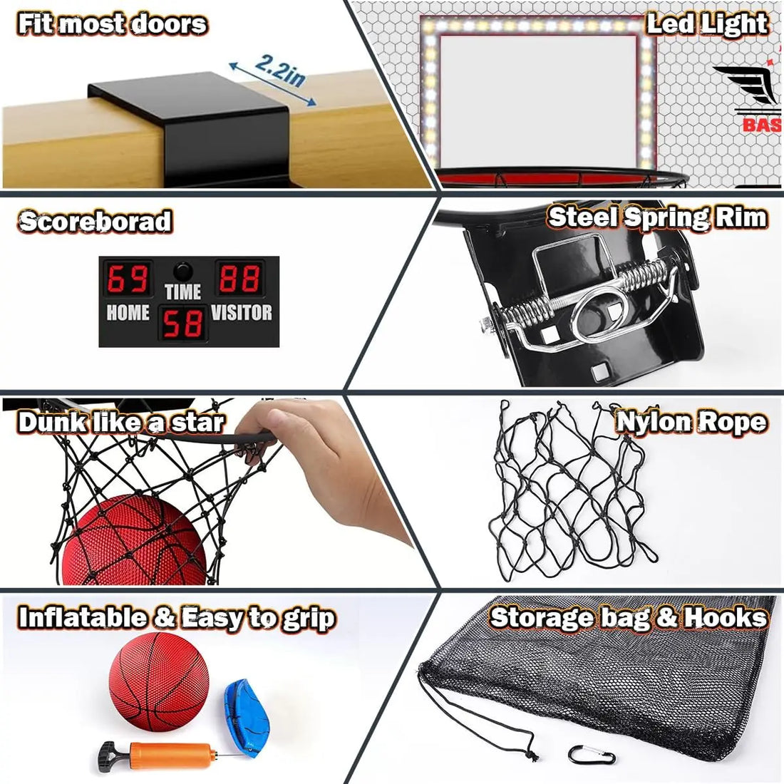 VATOS 2-Pack Mini Basketball Hoops with Electronic Scoreboard