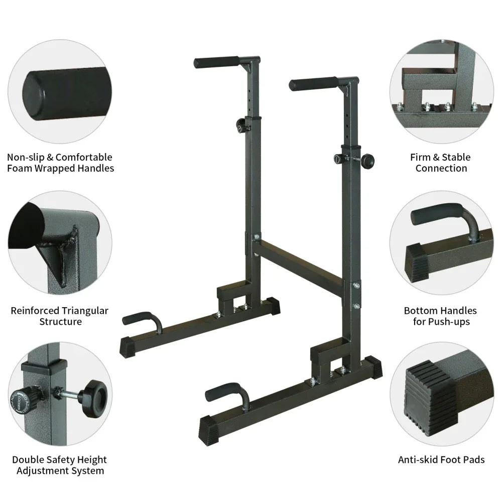 Power Tower Dip Station with Adjustable Bench & Pull-Up Bar