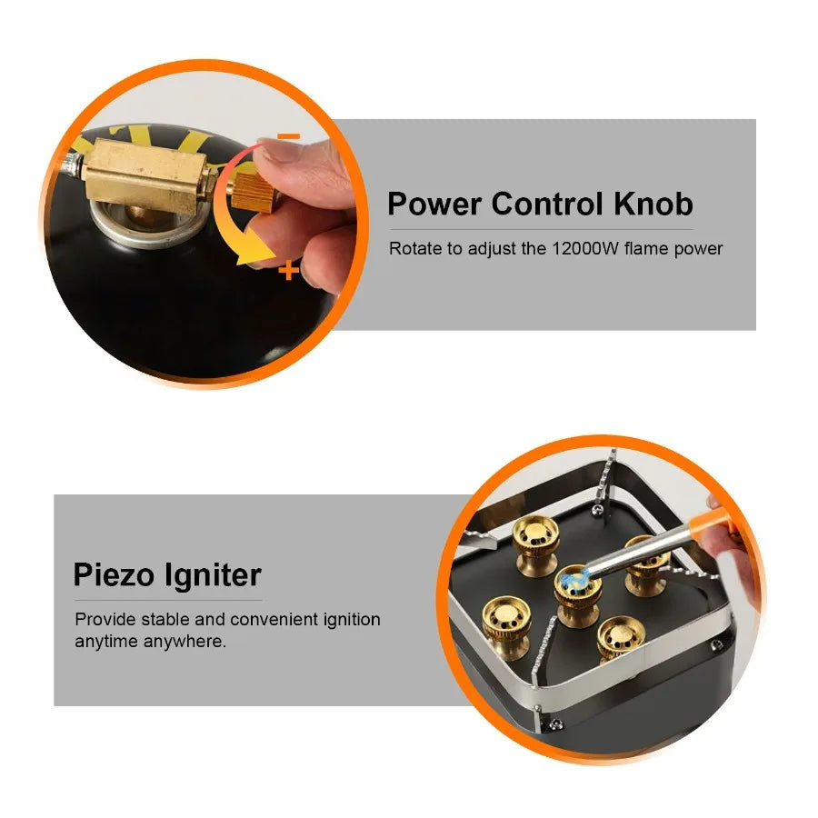 12000W Portable Camping Stove with Cassette Adapter