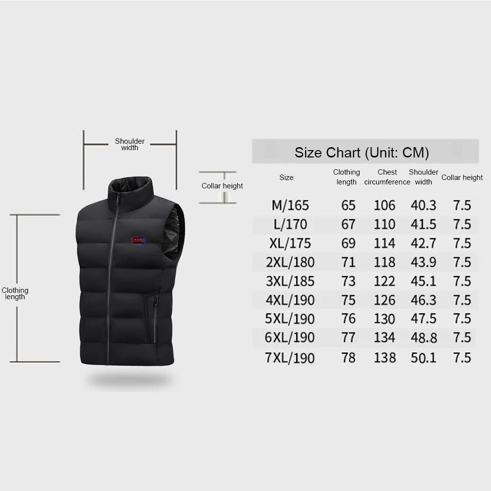 Unisex Heated Vest with 23 Heating Zones – USB Rechargeable
