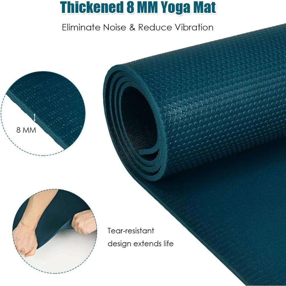 Extra Thick 8mm Eco-Friendly Yoga Mat with Strap