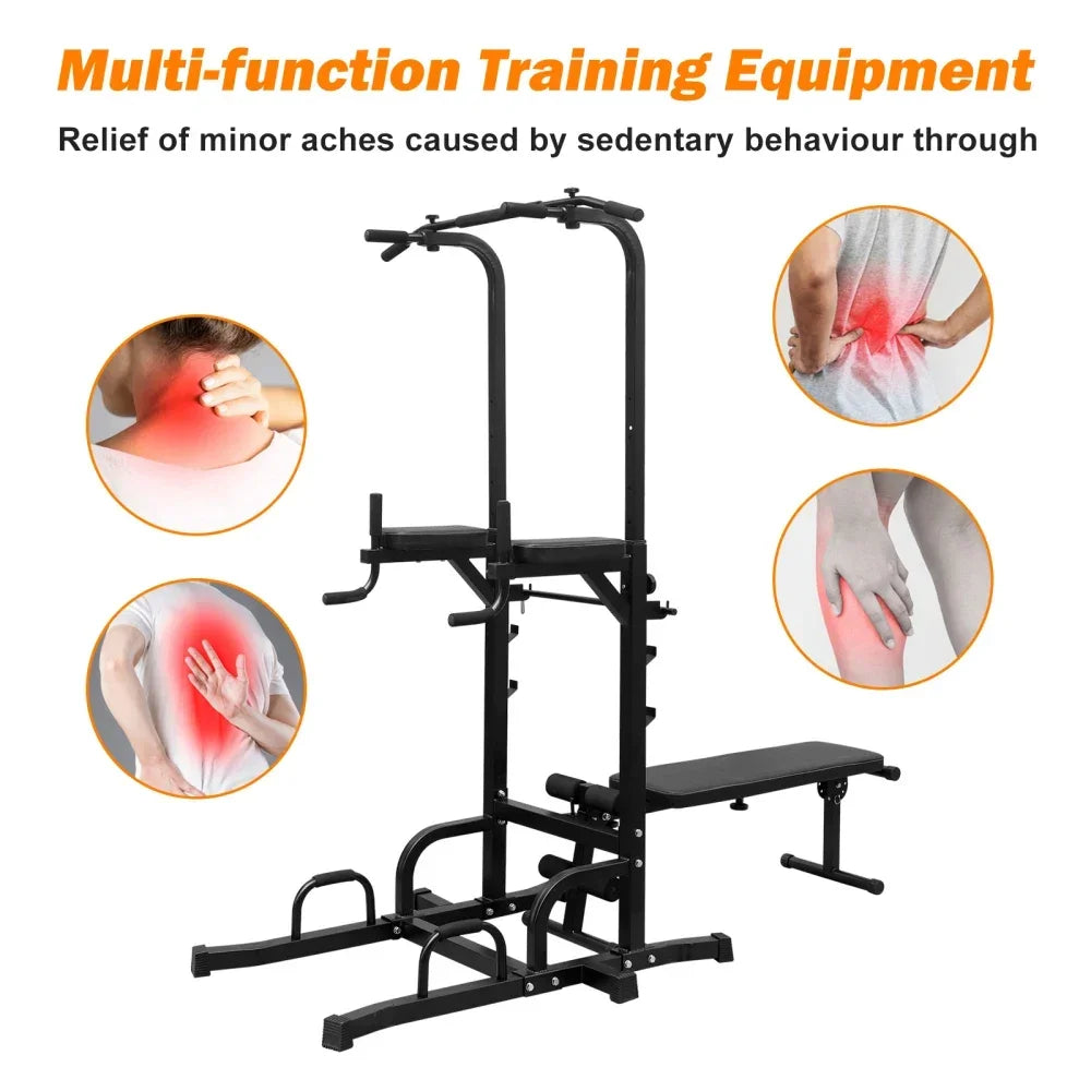 Power Tower Dip Station with Adjustable Bench & Pull-Up Bar