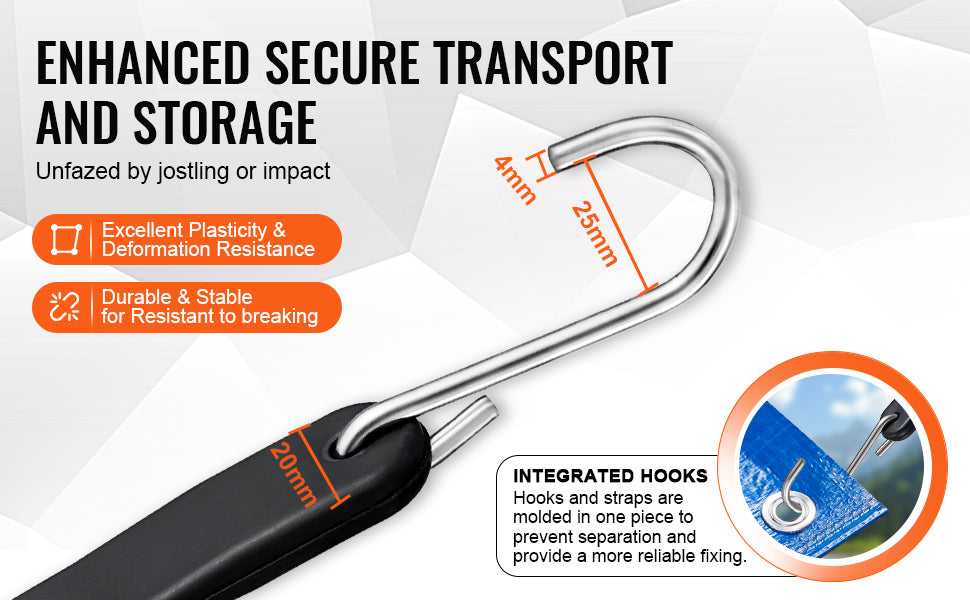 VEVOR Heavy Duty Elastic Bungee Cords with Steel S-Hooks